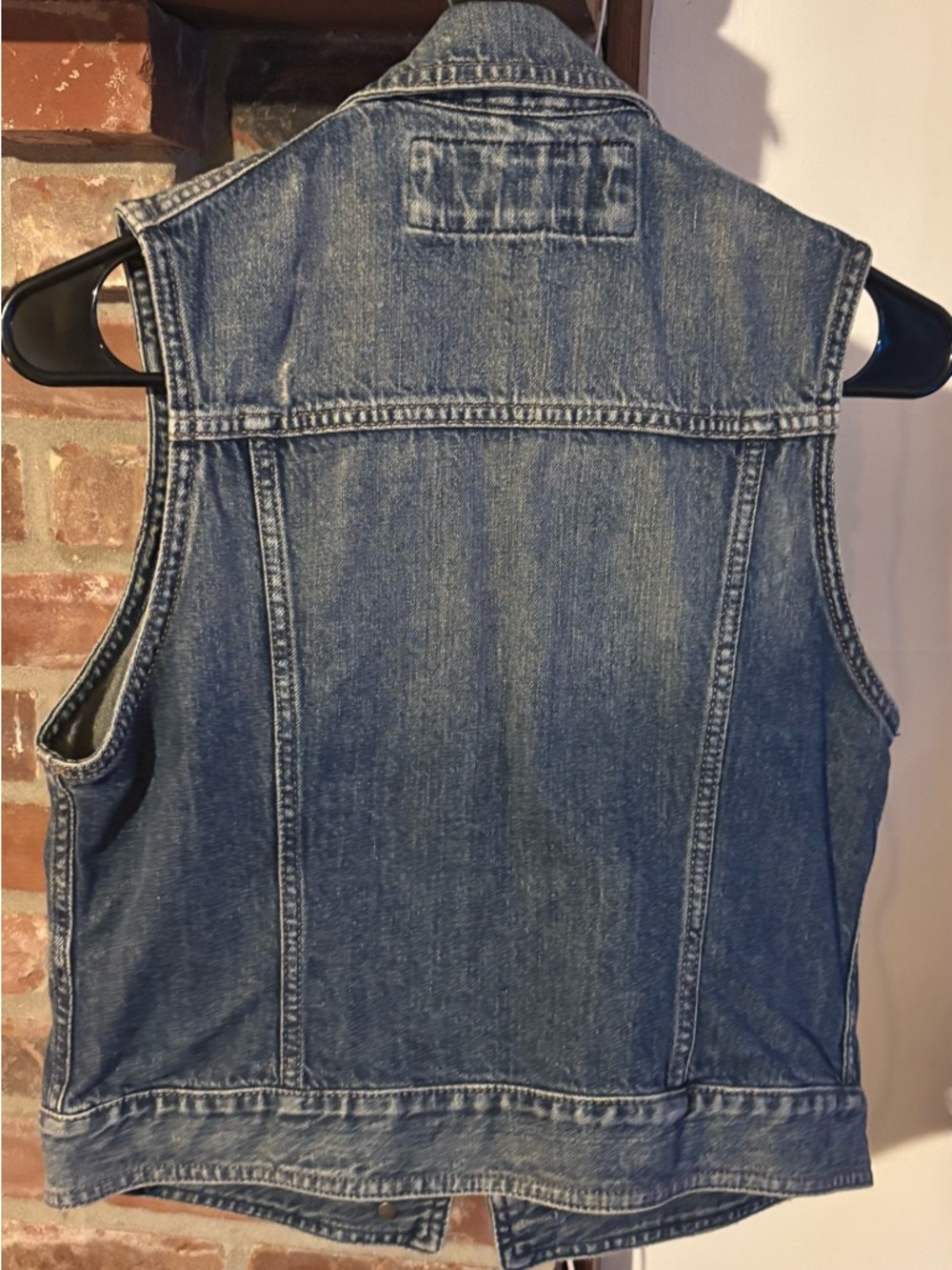 Express Distressed Dark Blue Denim Vest - Picture 5 of 10
